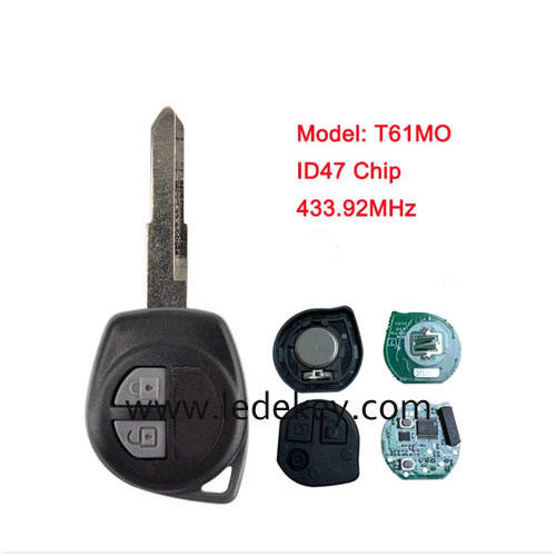 Suzuki 2 button remote key with 433Mhz FSK ID47 chip FCC ID ：CK-T61MO For Suzuki Cultus Xcross SX4  NO LOGO