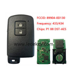 Toyota 2 button Smart Key 433Mhz P1 88 DST-AES  Chip For Toyota Yaris Auris   P/N: 89904-0D130 Model: BA7EQ Keyless Go