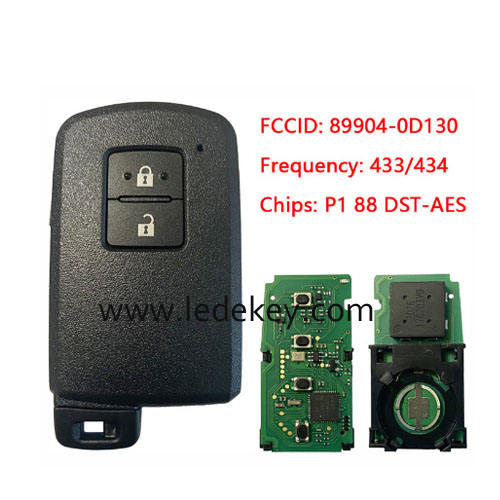 Toyota 2 button Smart Key 433Mhz P1 88 DST-AES  Chip For Toyota Yaris Auris   P/N: 89904-0D130 Model: BA7EQ Keyless Go