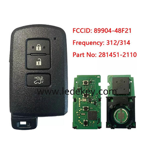 Toyota 3 button  Smart Key 312/314Mhz For Toyota Land Cruiser SUV  P/N: 89904-48F21 FCCID : 14FAB-01 Keyless Go