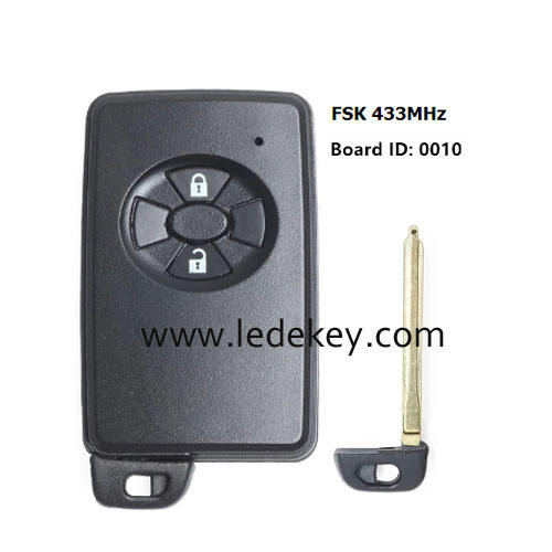 Toyota 2 button Smart Key FSK 433Mhz 4D chip For Toyota Auris Yaris Hybrid Auris Model:BA7EQ Board ID:0010