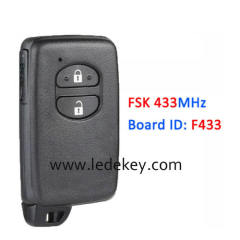 Toyota 2 button Smart Key FSK 433Mhz For Toyota Corolla Prius IQ Vitz Ractis Aqua Board ID:F433