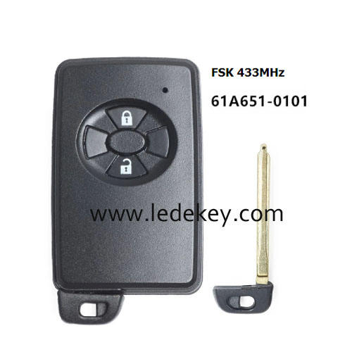 Toyota 2 button Smart Key FSK 433Mhz 4D chip For Toyota Auris Yaris Hybrid Auris Model:BA7EQ Board ID:61A651-0101