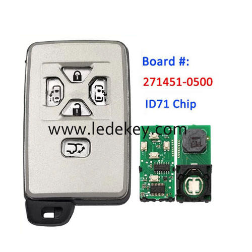 Toyota 5 button Smart Key 312Mhz ID71 chip For Toyota Alphard Estima Vellfire Board# 271451-0500 Keyless-Go