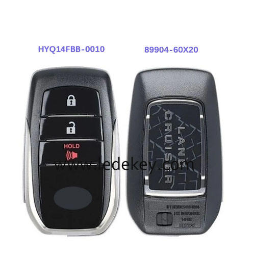 Toyota 3 button Smart Key 315Mhz For Toyota Land Cruiser 2020-2021  P/N: 89904-60X20 FCC ID: HYQ14FBB-0010