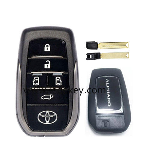 Toyota Alphard 5 button smart key shell with blade