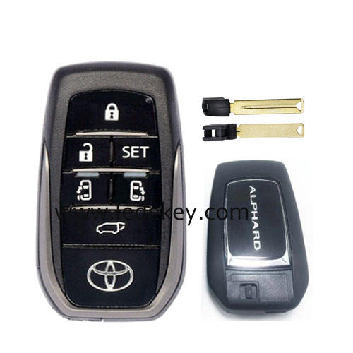 Toyota Alphard 6 button smart key shell with blade