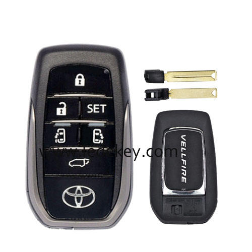 Toyota Vellfire 6 button smart key shell with blade