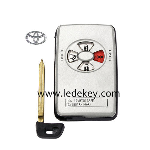 Toyota 4 button smart key shell with blade