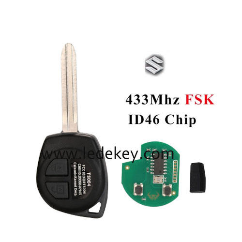 Suzuki 2 button TOY43 blade remote key with 433Mhz FSK ID46 chip For Suzuki Grand Vitara Swift SX4