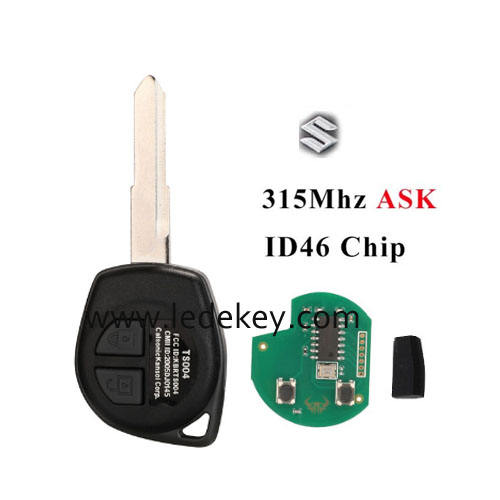 Suzuki 2 button HU133R blade remote key with 315Mhz ASK ID46 chip For Suzuki Swift LIANA