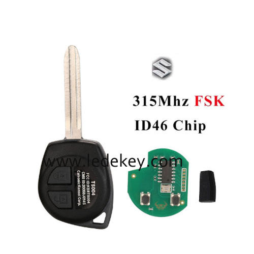 Suzuki 2 button TOY43 blade remote key with 315Mhz FSK ID46 chip For Suzuki SWIFT SX4 LIANA ESCUDO Jimny