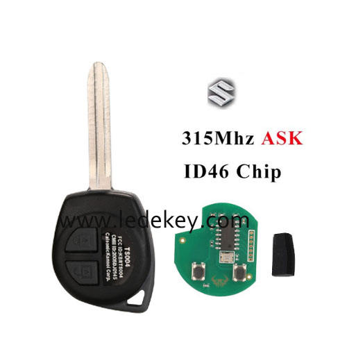 Suzuki 2 button TOY43 blade remote key with 315Mhz ASK ID46 chip For Suzuki Swift LIANA