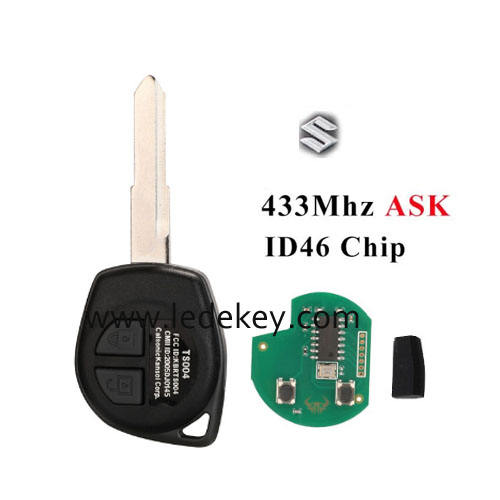 Suzuki 2 button HU133R blade remote key with 433Mhz ASK ID46 chip For Suzuki Liana SX4