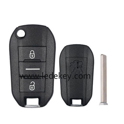 Peugeot 2 button flip remote key shell with logo with 307(VA2) blade