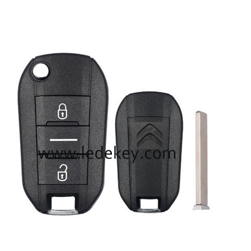 Citroen 2 button flip remote key shell with logo with 307(VA2) blade