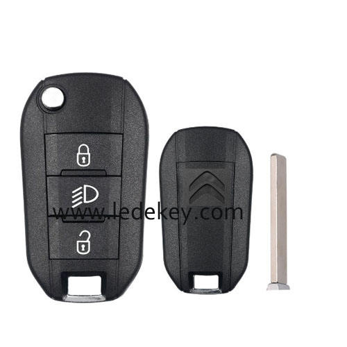 Citroen 3 button Light button flip remote key shell with logo with 307(VA2) blade
