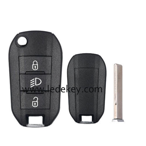 Peugeot 3 button Model B flip remote key NO LOGO 433mhz HITAG AES 4A chip (HU83 blade ) For Peugeot 308 508 3008 Expert Partner