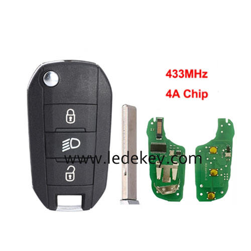 Citroen 3 button Model B flip remote key NO LOGO 433mhz HITAG AES 4A chip (HU83 blade ) For Citroen Aircross C3 C5 C6 Berlingo Dispatch