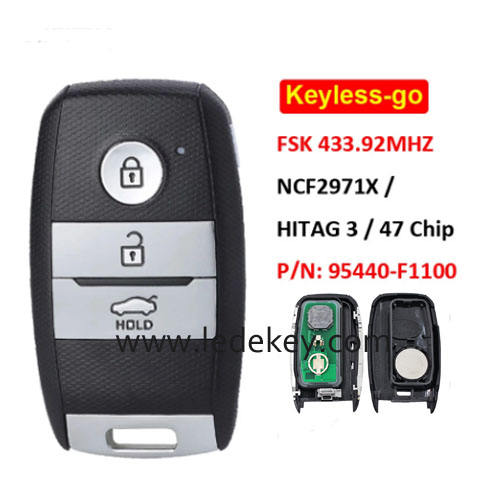 Kia 3 button Keyless-go smart key 433MHz ID47 chip (PN: 95440-F1100) For Kia Sorento 2019