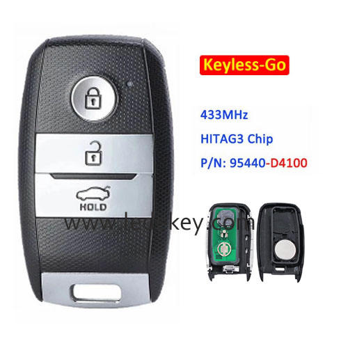 Kia 3 button Keyless-go smart key 433MHz ID47 chip (PN: 95440-D4100) For Kia Optima 2016-2018
