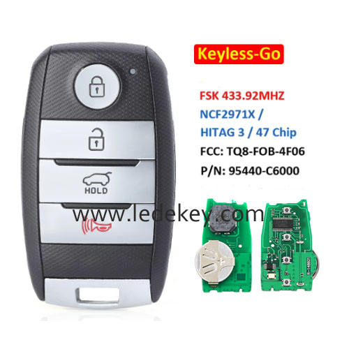 Kia 4 button Keyless-go smart key 433MHz ID47 chip (PN: 95440-C6000 FCC ID: TQ8-FOB-4F06) For Kia Sorento 2015-2018