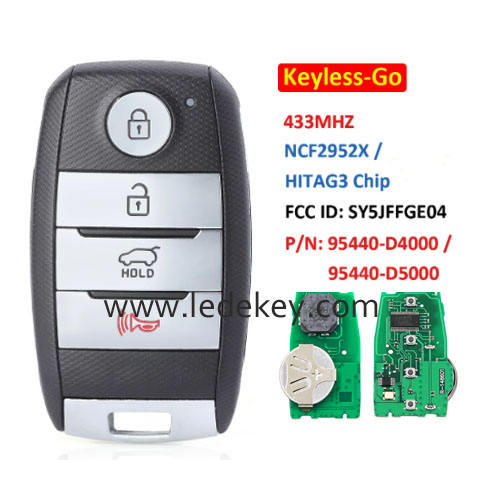 Kia 4 button Keyless-go smart key 433MHz ID47 chip (P/N: 95440-D4000/D5000 FCC ID: SY5JFFGE04 ) For Kia Optima 2016-2020