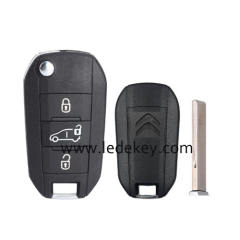 Citroen 3 button Model C flip remote key with logo 433mhz HITAG AES 4A chip (HU83 blade ) For Citroen Aircross C3 C5 C6 Berlingo Dispatch