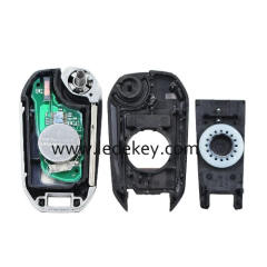 Peugeot 3 button Model B flip remote key NO LOGO 433mhz HITAG AES 4A chip (HU83 blade ) For Peugeot 308 508 3008 Expert Partner