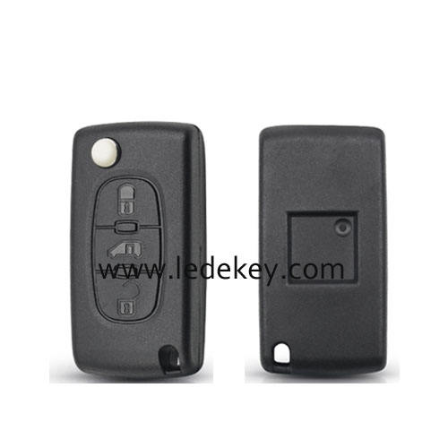 Peugeot VA2(307) blade 3 buttons flip remote key shell (With battery place )