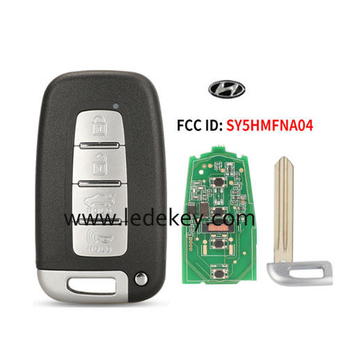 Hyundai 4 button smart remote key Left Blade 433Mhz ID46-PCF7952 chip (FCC ID : SY5HMFNA04 )
