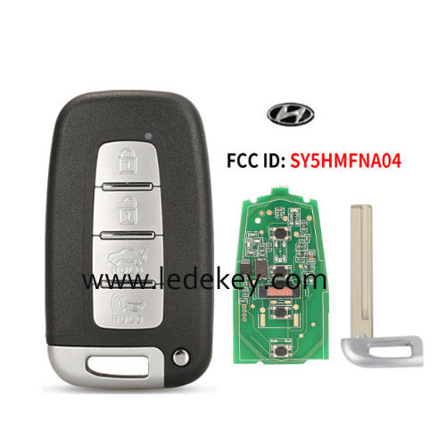 Hyundai 4 button smart remote key Middle Right Blade 433Mhz ID46-PCF7952 chip (FCC ID : SY5HMFNA04 )