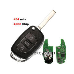 Original 3 Button Flip Remote Key For Hyundai Verna Remote 433MHz 4D60 Chip FCCID Number RKE-4F30 2015DJ2837