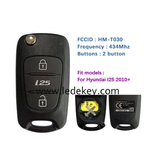 Original 2 Button Remote Key For Hyundai I25 2010+ Flip Remote 433MHz PCF7936 Chip FCCID Number HM-T030
