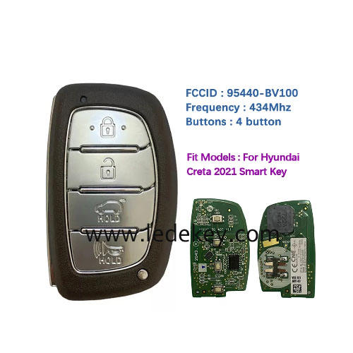 Original Hyundai 4 Button Smart Key For Hyundai Creta 2021 Remote 433MHz  FCCID Number 95440-BV100