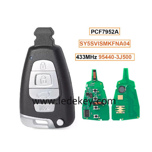 Aftermarket 4 Button Smart Key For Hyundai Sonata 2015-2019 Remote 433MHz PCF7952A Chip FCC SY5SVISMKFNA04 P/N 95440-3J500