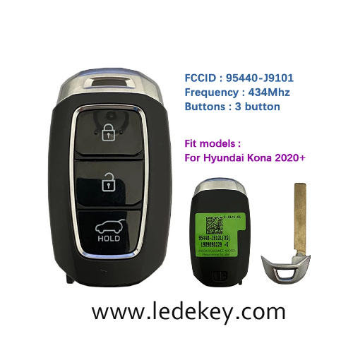 Aftermarket Hyundai 3 Button Smart Key For Hyundai Kona 2020+ Remote 433MHz  FCCID Number 95440-J9101