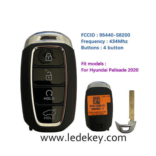 Aftermarket Hyundai 4 Button Smart Key For Hyundai Palisade 2020 Remote 433MHz 47 Chip FCCID Number 95440-S8200