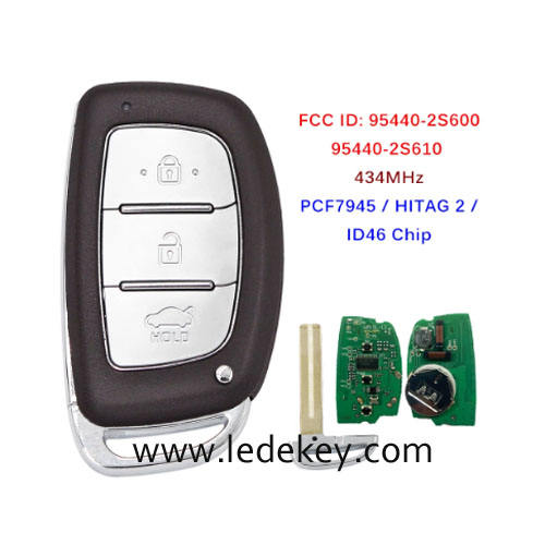 Aftermarket Hyundai 3 Button Smart Key For Hyundai Tucson IX35 2013 2014 2015 Remote 433MHz ID46 chip FCCID Number 95440-2S600