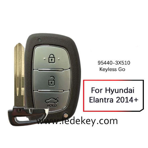Aftermarket Hyundai 3 Button Smart Key For Hyundai Elantra 2014+ Remote 433MHz ID46-PCF7952A Chip FCCID Number 95440-3X510