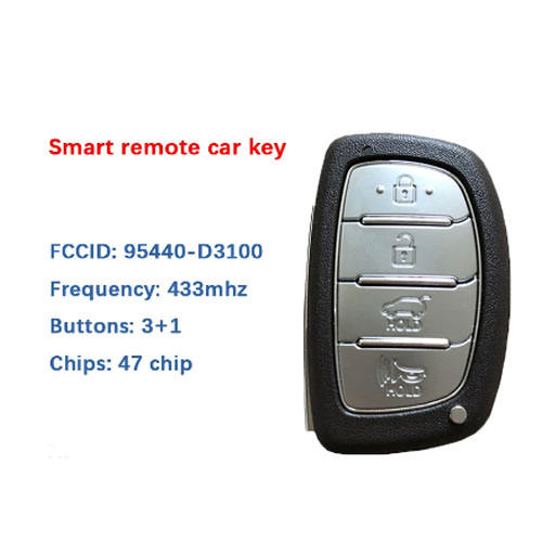 Aftermarket Hyundai 4 Button Smart Key For Hyundai Tucson 2016-2017 Remote 433MHz ID47 chip FCCID Number 95440-D3100 PN Number TQ8-FOB-4F07