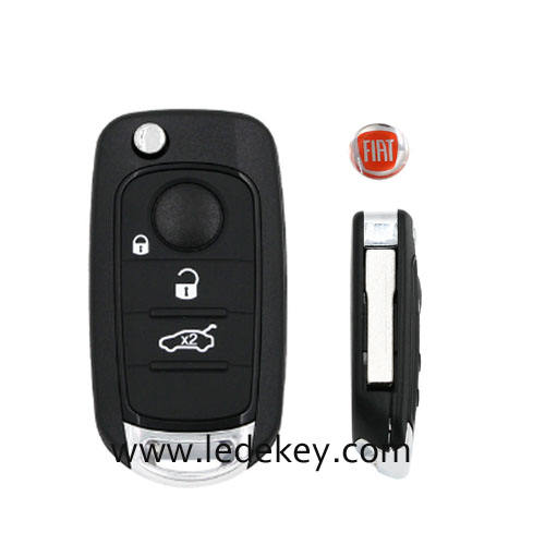 Fiat 3 button flip remote key shell with logo