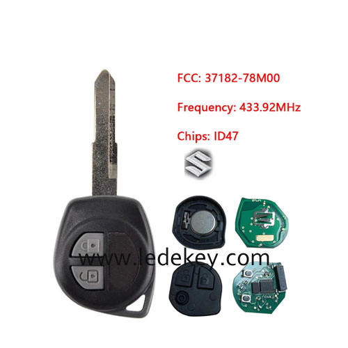 Suzuki 2 button remote key with 433Mhz ASK ID47 chip FCC ID ：37182-78M00 For Suzuki Cultus Xcross SX4 No Logo