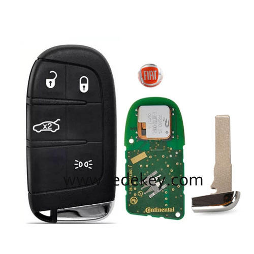 Original Fiat 4 button Smart Key 433Mhz 4A HITAG AES Chip For Fiat 500 500X FCC ID : M3N-40821302