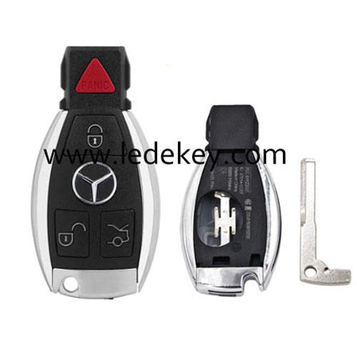 High Quality Mercedes Benz 3+1 button remote key shell with 1 battery holder with logo
