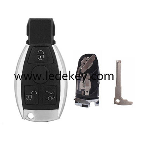 Benz 3 button smart key shell with double battery clamp and blade NO LOGO