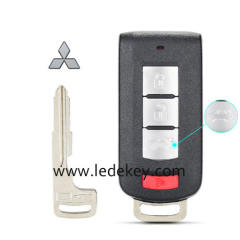 Mitsubishi 3+1 button smart key shell with logo