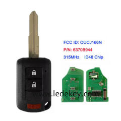 Aftermarket 2+1 button remote key No Logo 315MHZ ID46 chip P/N number : 6370B944 FCC ：OUCJ166N For Mitsubishi Outlander Lancer 2016+