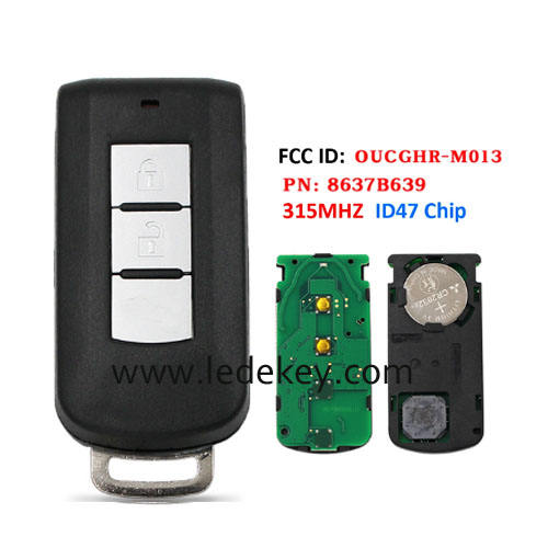 Aftermarket 2 button Keylesss Go smart key No Logo 315MHZ ID47 chip FCC ID ：OUCGHR-M013 PN: 8637B639 For Mitsubishi Eclipse Cross 2018-2022