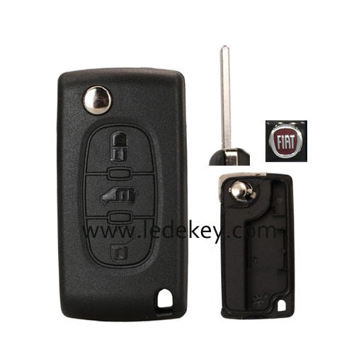 Fiat 3 buttons flip remote key shell with VA2(307) blade  (No battery place ) CE0523 Replace